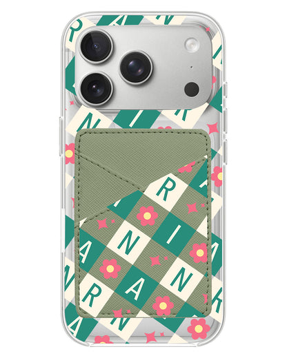 iPhone Phone Wallet Case - Flower Grid Monogram 4.0