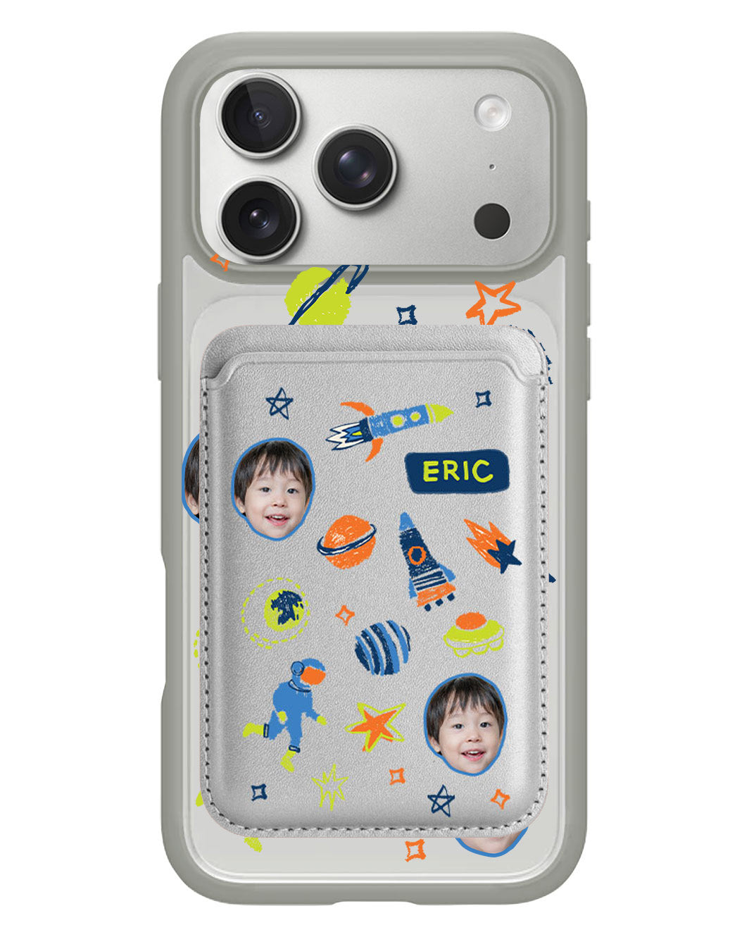 iPhone Magnetic Wallet Case - Face Grid Galaxy