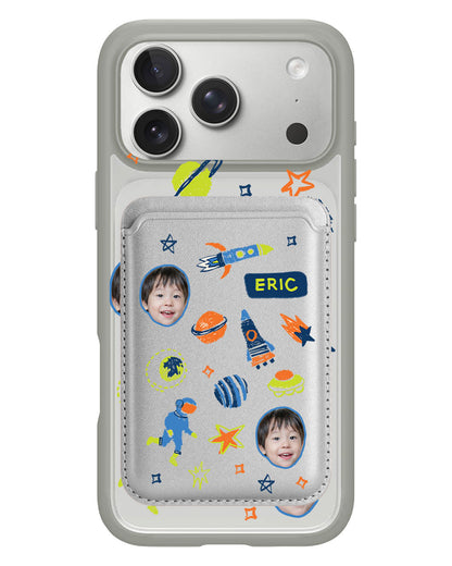 iPhone Magnetic Wallet Case - Face Grid Galaxy