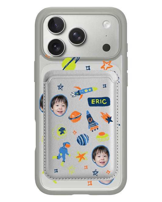 iPhone Magnetic Wallet Case - Face Grid Galaxy