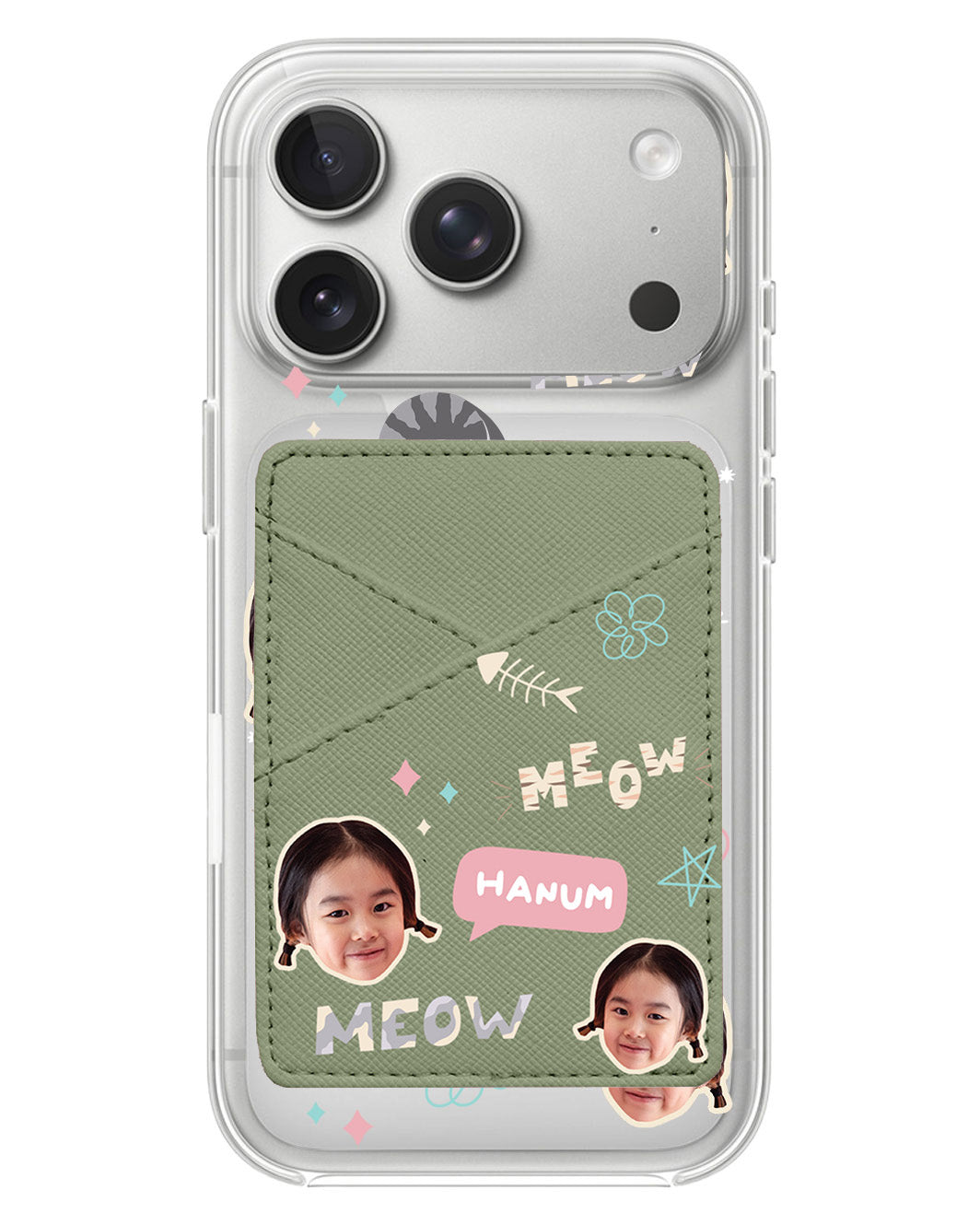 iPhone Phone Wallet Case - Face Grid Kitty