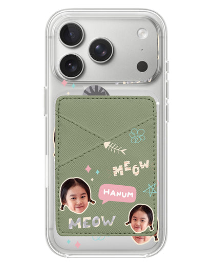 iPhone Phone Wallet Case - Face Grid Kitty