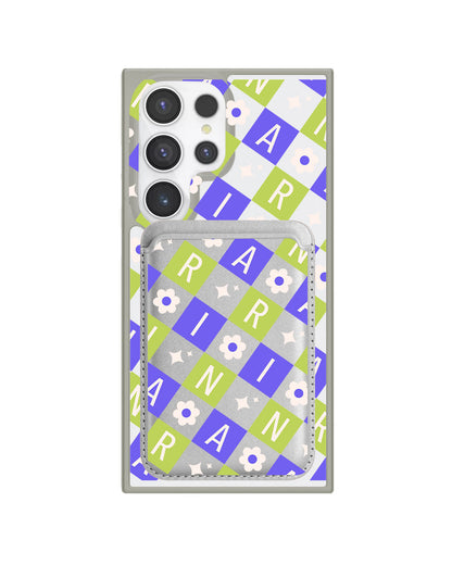 Android Magnetic Wallet Case - Flower Grid Monogram 5.0