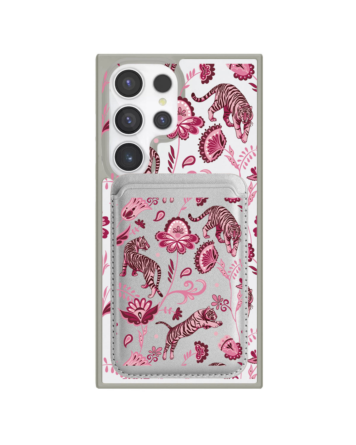 Android Magnetic Wallet Case - Tiger & Floral 2.0
