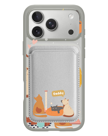 iPhone Magnetic Wallet Case - Playful Cat