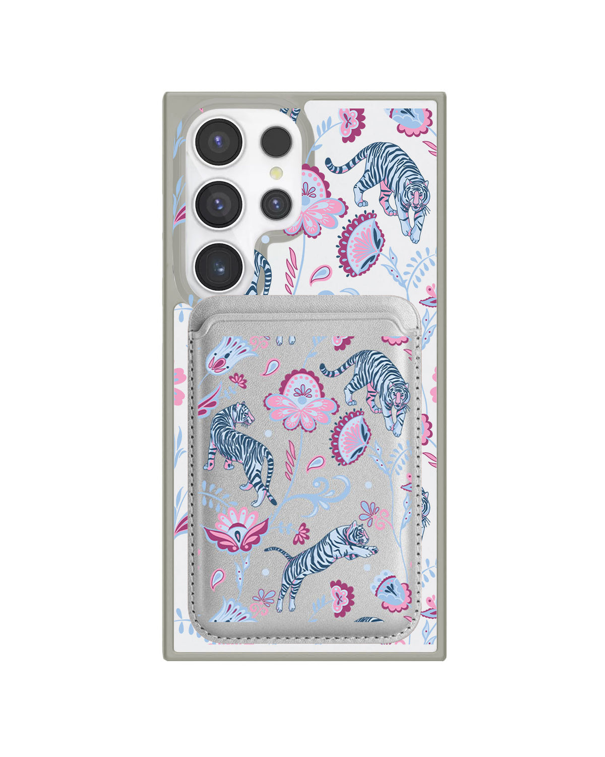 Android Magnetic Wallet Case - Tiger & Floral 3.0