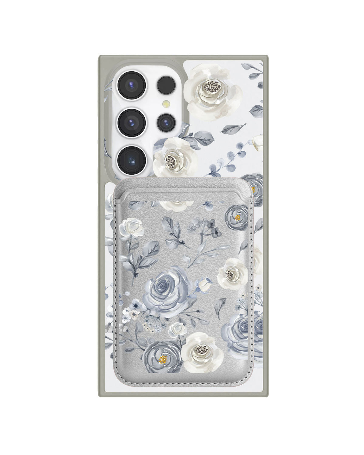 Android Magnetic Wallet Case - Blue Rose