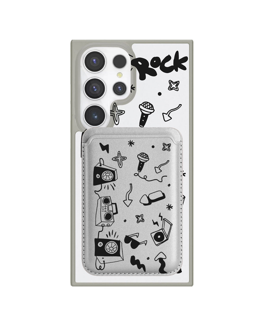 Android Magnetic Wallet Case - Rock N Roll Black