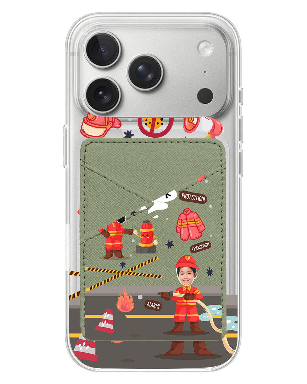 iPhone Phone Wallet Case - Face Grid Dream Firefighter