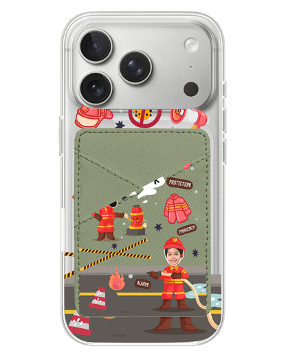 iPhone Phone Wallet Case - Face Grid Dream Firefighter
