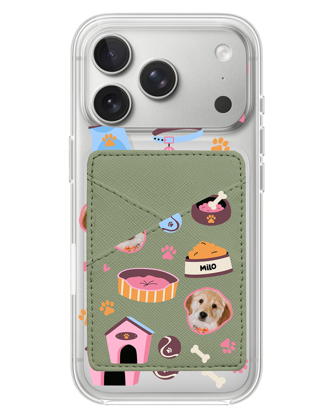 iPhone Phone Wallet Case - Pet Grid Puppy Cozy Day