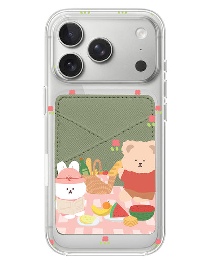 iPhone Phone Wallet Case - Picnic Bear Pink