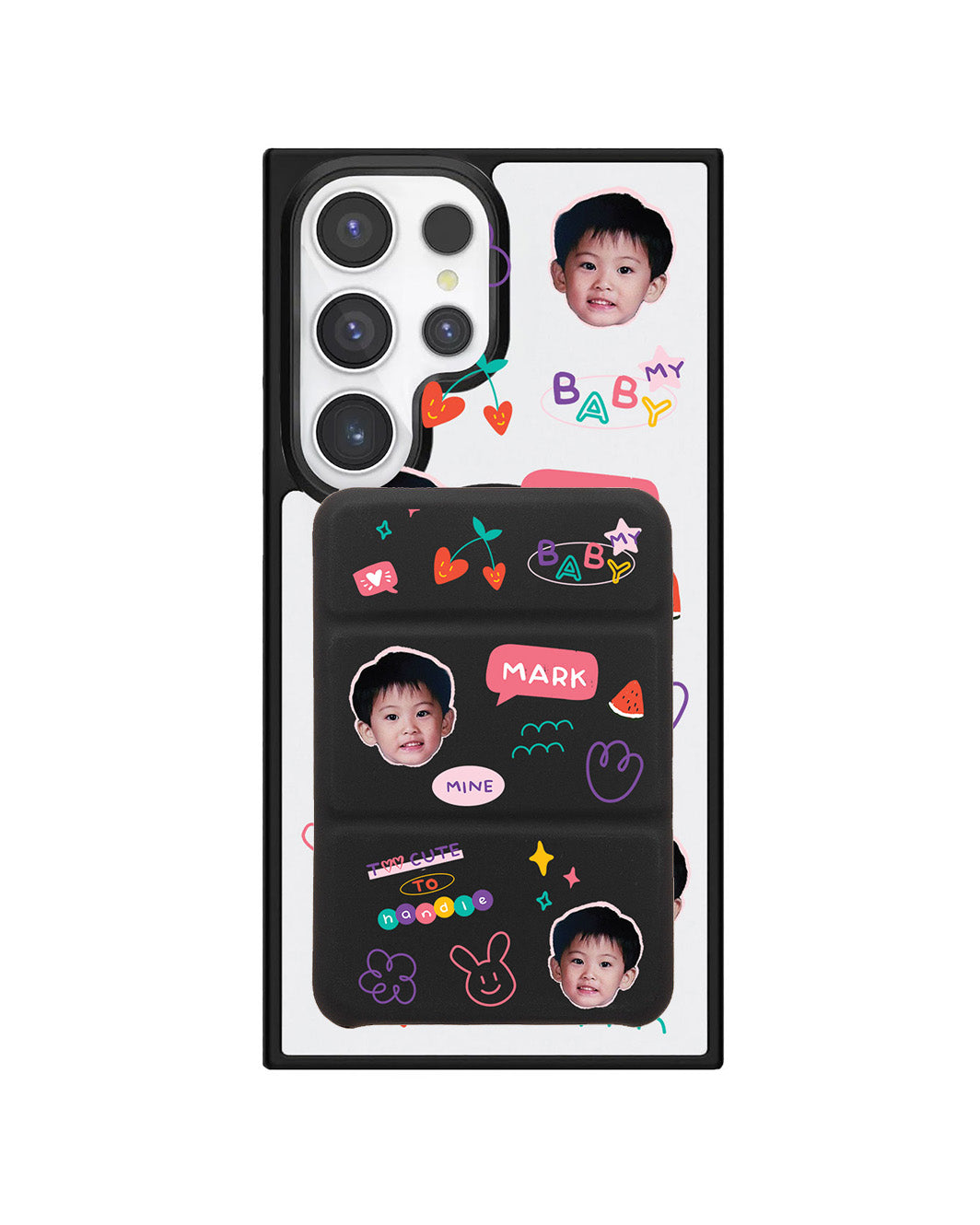 Android Magnetic Trifold Wallet Case - Face Grid