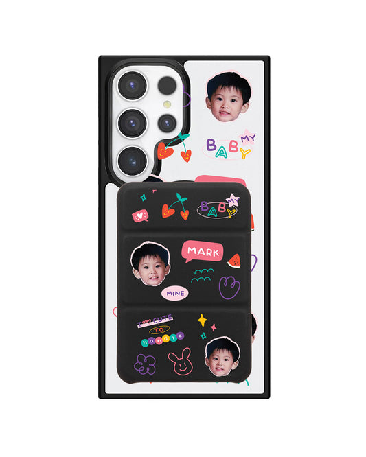 Android Magnetic Trifold Wallet Case - Face Grid