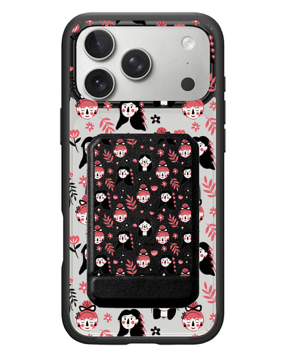 iPhone Magnetic Multifold Wallet - Flowery Faces