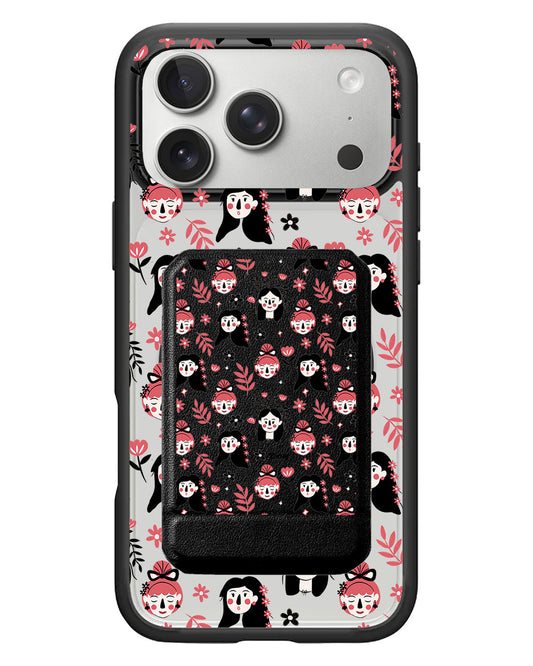 iPhone Magnetic Multifold Wallet - Flowery Faces