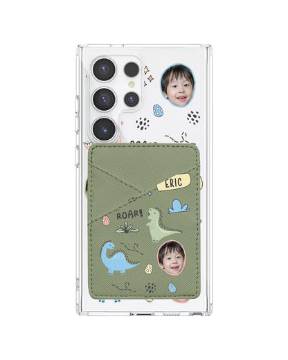 Android Phone Wallet Case - Face Grid Dino