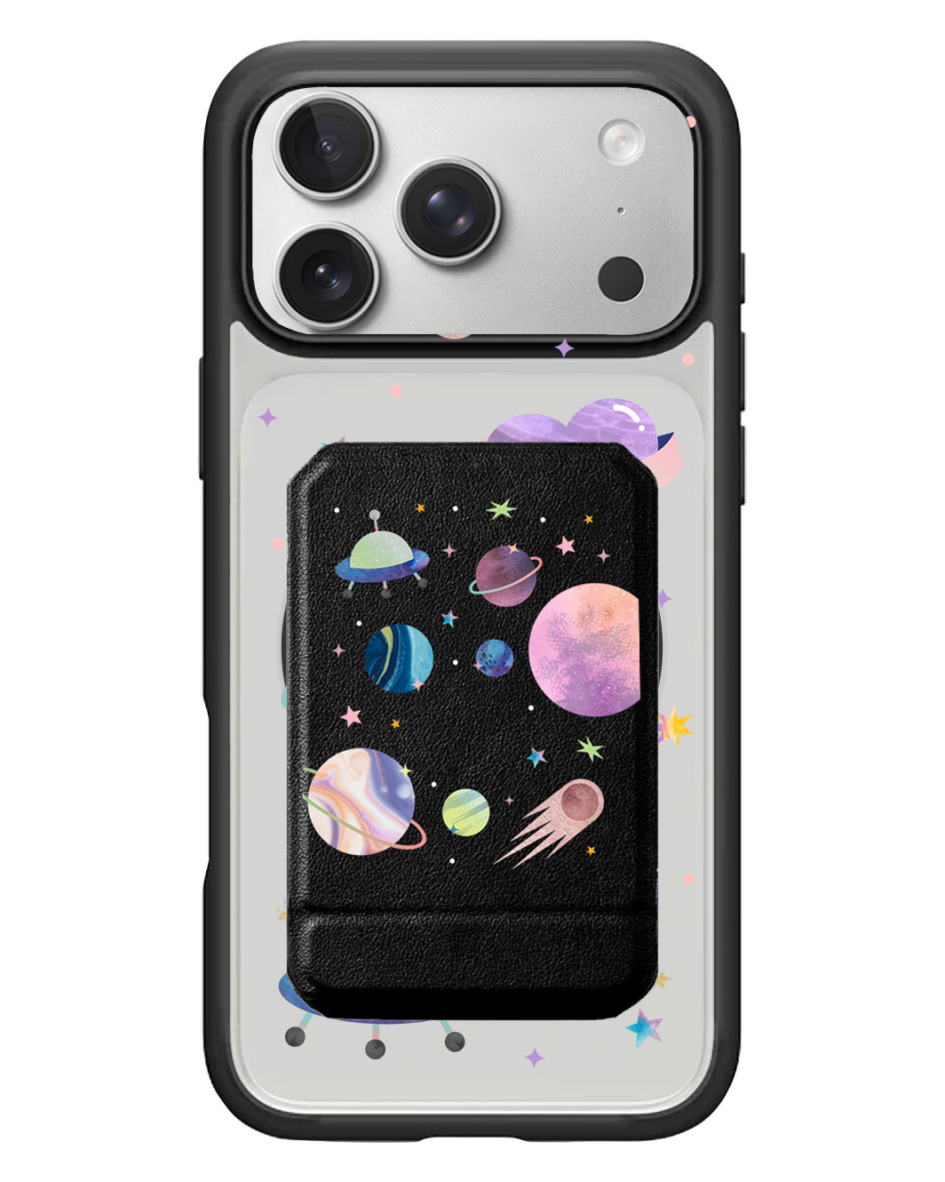 iPhone Magnetic Multifold Wallet - Pink Planet