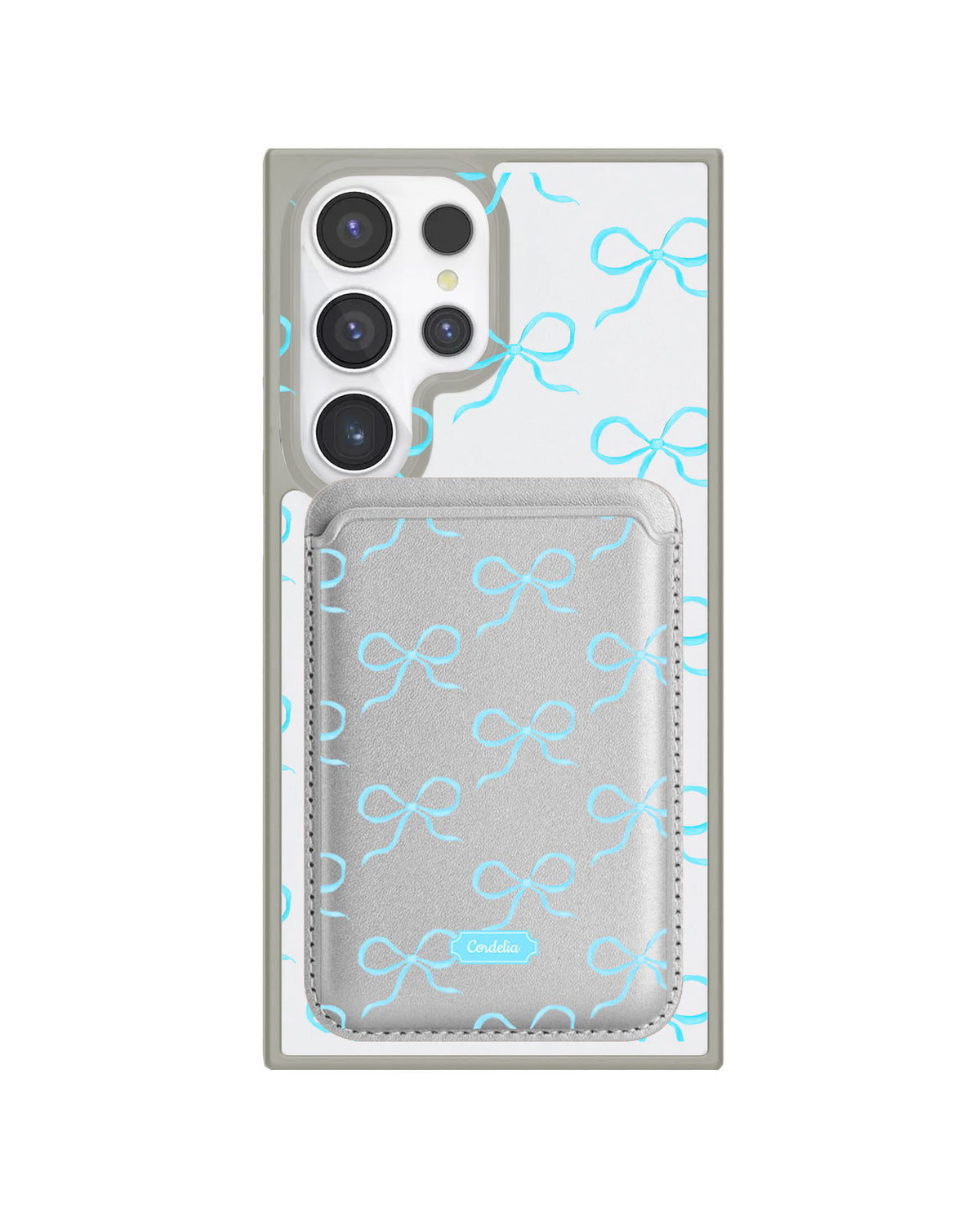 Android Magnetic Wallet Case - Coquette Blue Bow