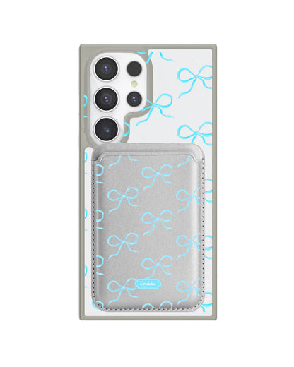 Android Magnetic Wallet Case - Coquette Blue Bow