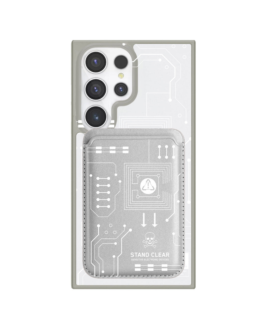 Android Magnetic Wallet Case - Circuit White