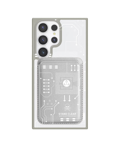 Android Magnetic Wallet Case - Circuit White