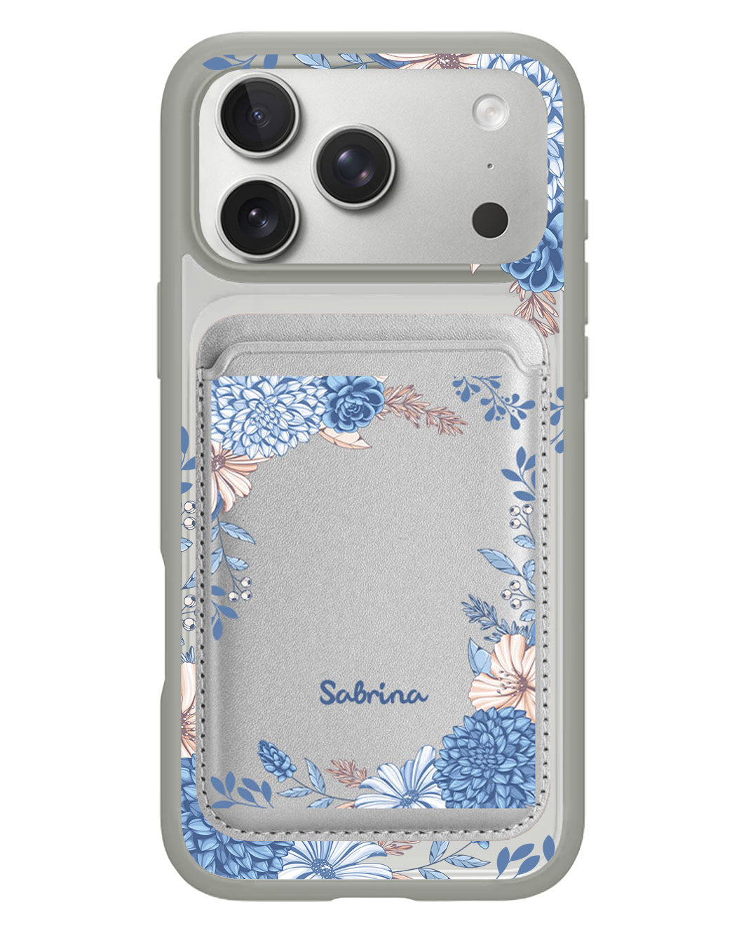 iPhone Magnetic Wallet Case - Blue Florals