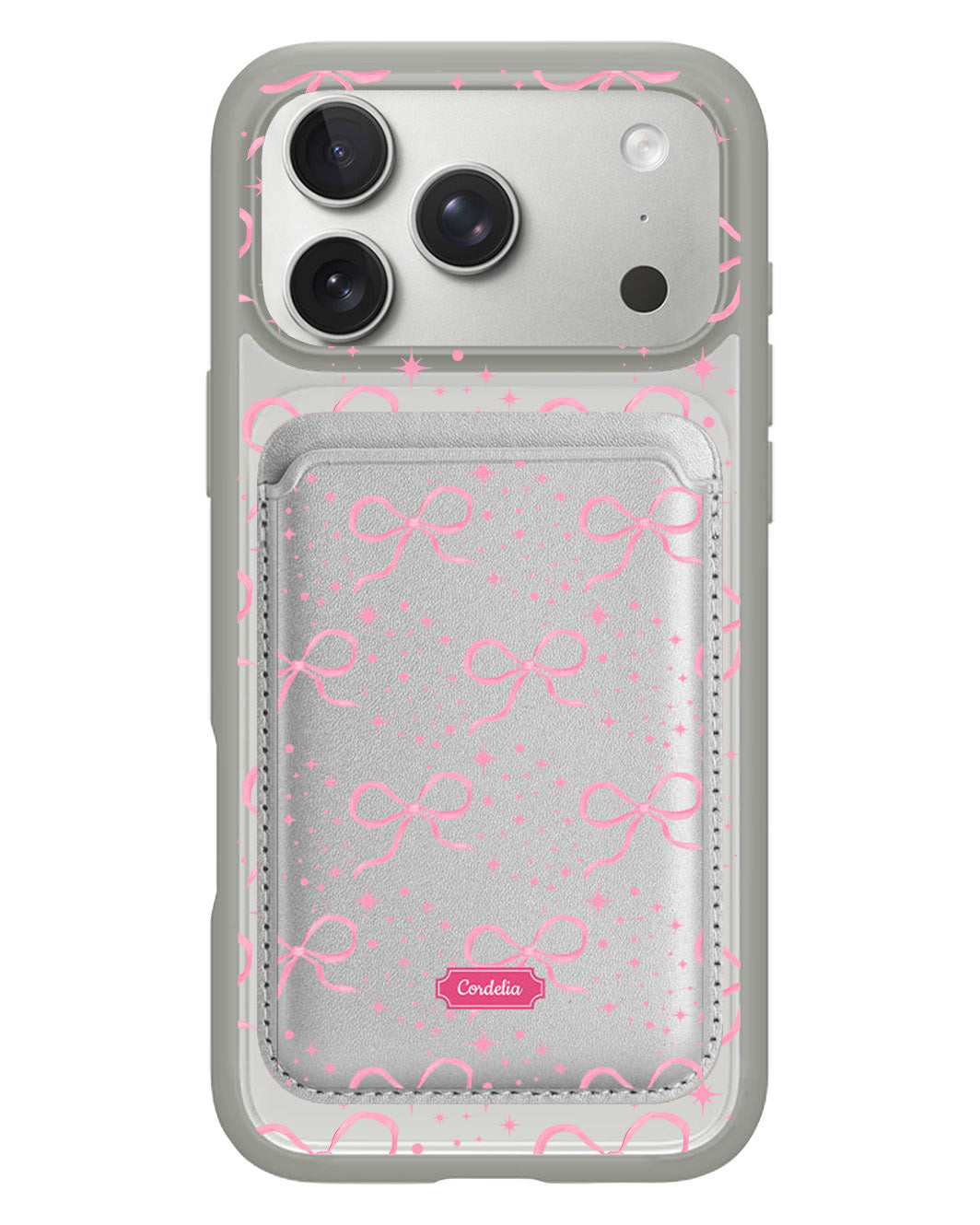 iPhone Magnetic Wallet Case - Coquette Glittery Bow