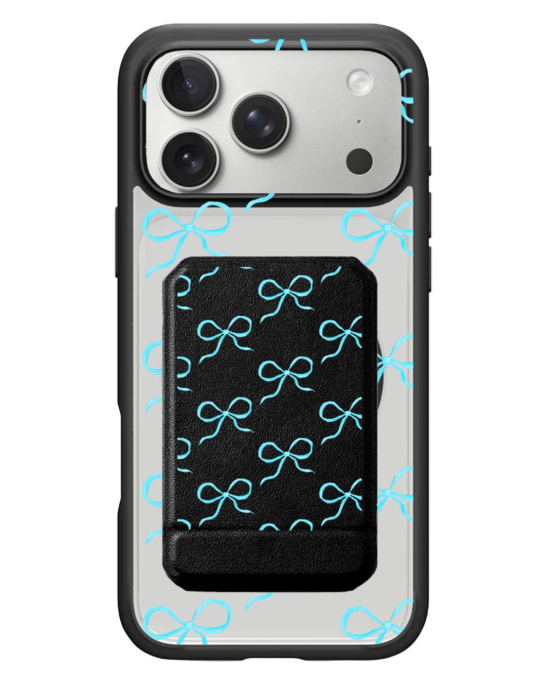 iPhone Magnetic Multifold Wallet - Coquette Blue Bow