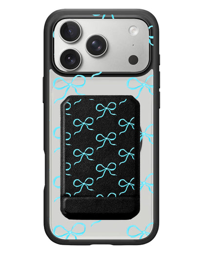iPhone Magnetic Multifold Wallet - Coquette Blue Bow