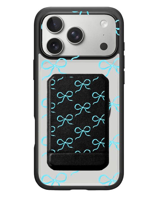 iPhone Magnetic Multifold Wallet - Coquette Blue Bow