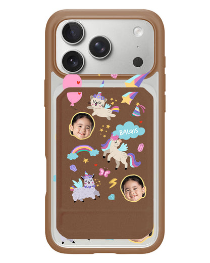iPhone Magnetic Multifold Wallet - Face Grid Unicorn