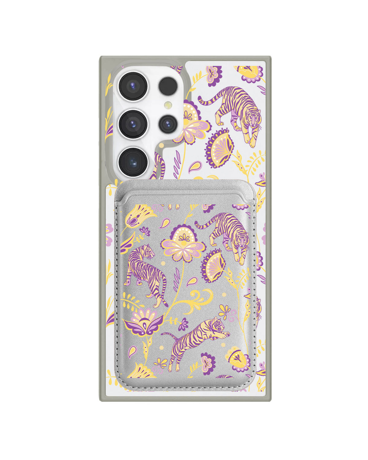 Android Magnetic Wallet Case - Tiger & Floral 4.0