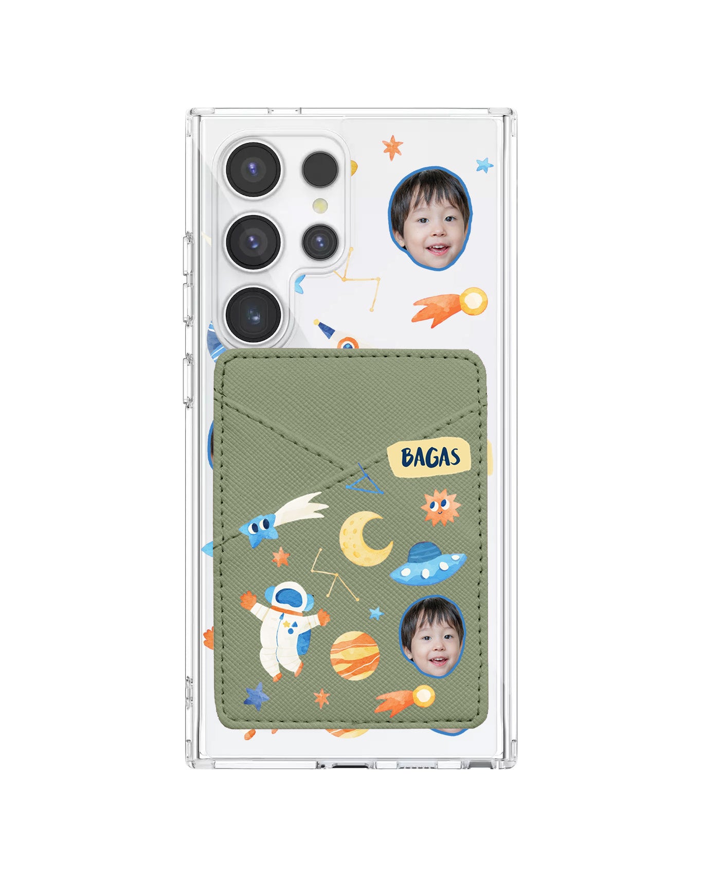 Android Phone Wallet Case - Face Grid Astronout