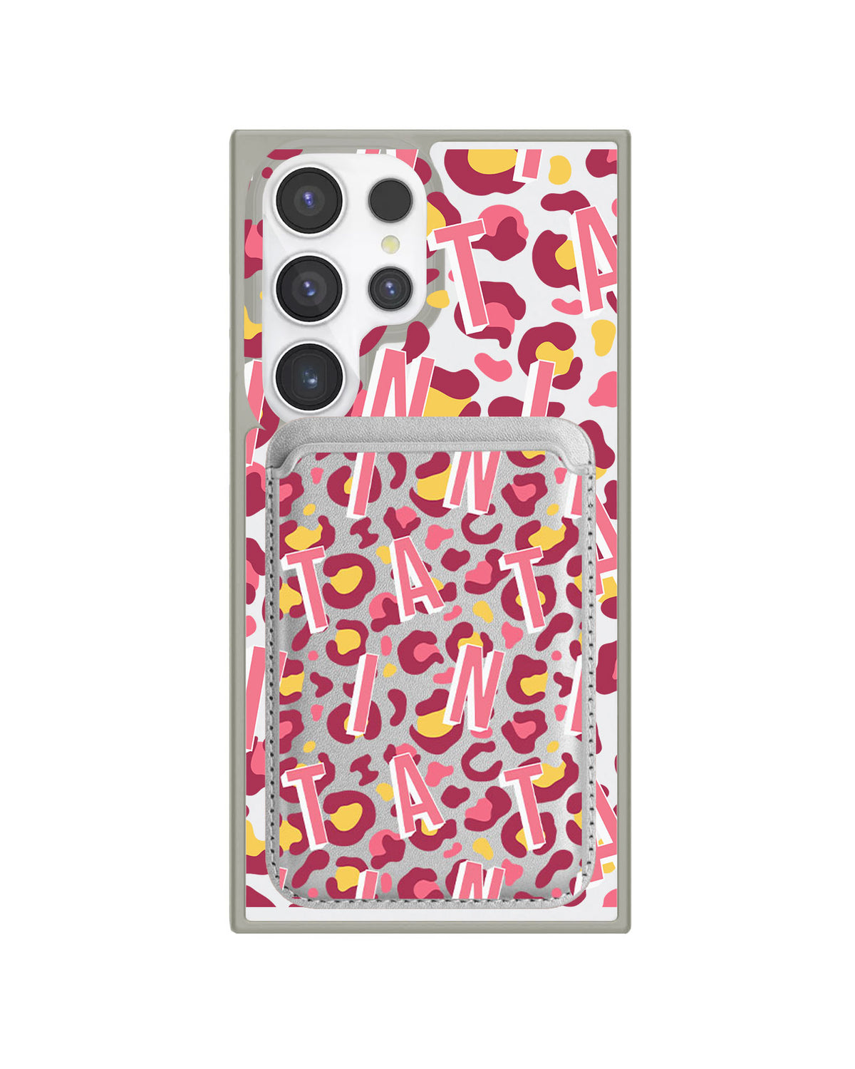 Android Magnetic Wallet Case - Leopard Monogram 3.0