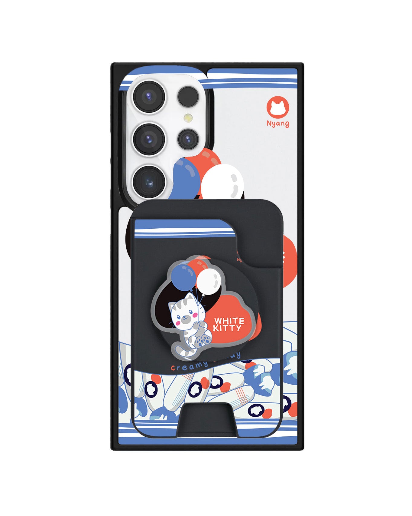 Android Magpop Wallet - White Kitty