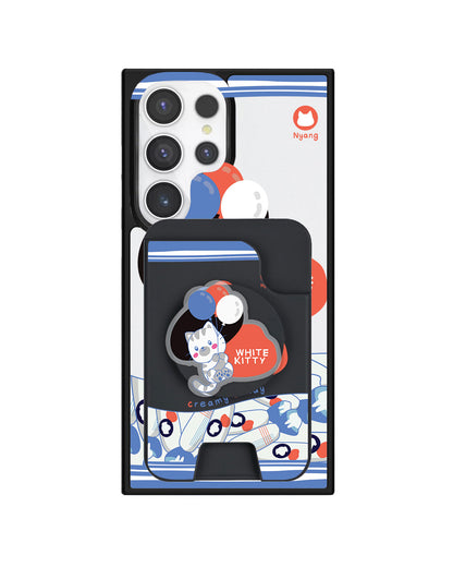 Android Magpop Wallet - White Kitty