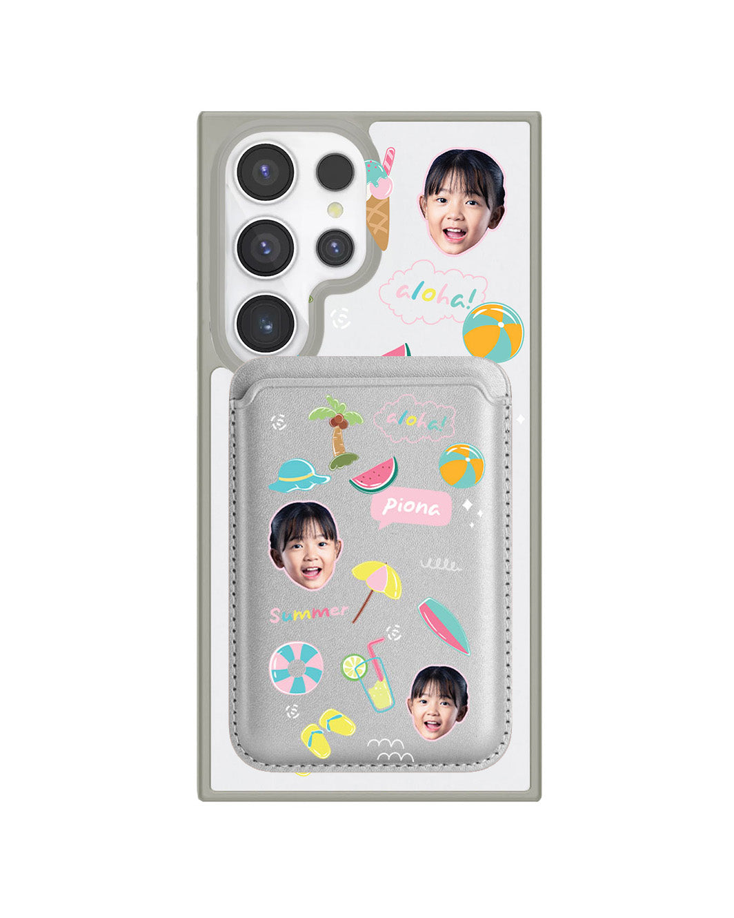 Android Magnetic Wallet Case - Face Grid Summer