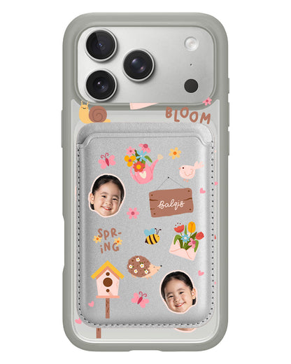 iPhone Magnetic Wallet Case - Face Grid Spring Bloom