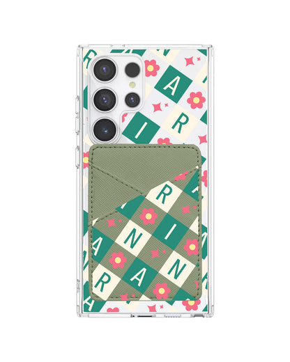 Android Phone Wallet Case - Flower Grid Monogram 4.0