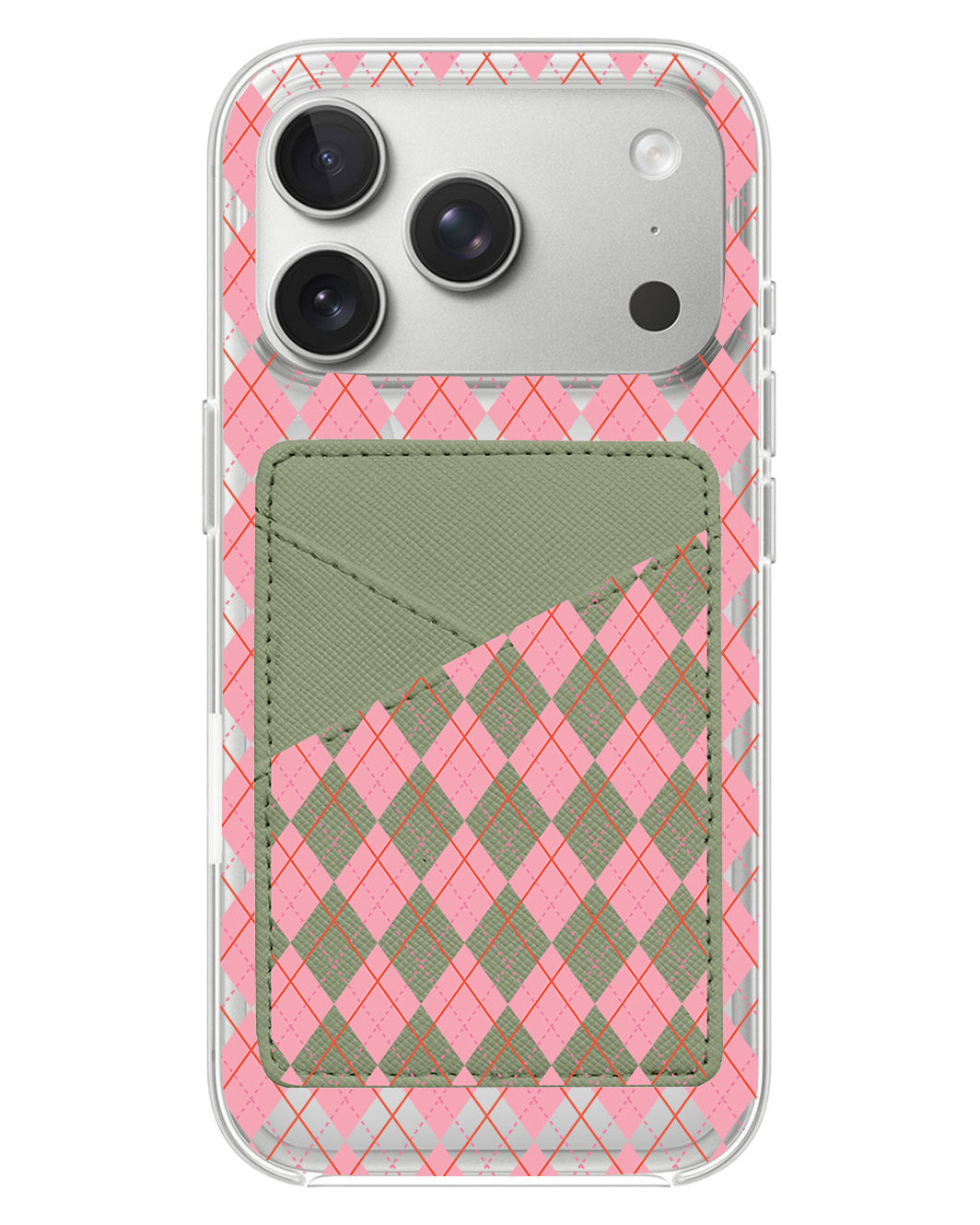 iPhone Phone Wallet Case - Pink Argyle
