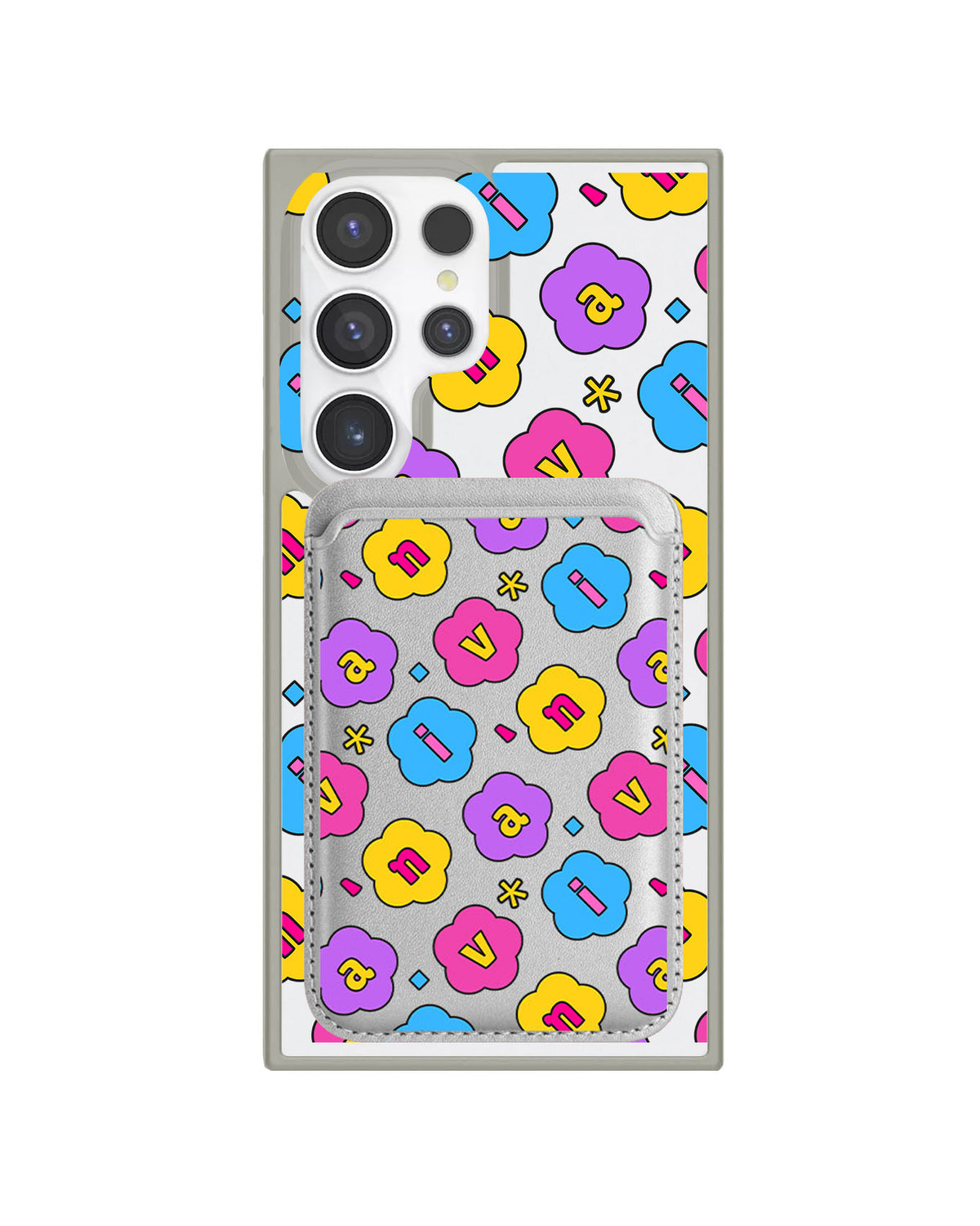 Android Magnetic Wallet Case - Flower Petals Monogram 4.0