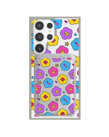 Android Magnetic Wallet Case - Flower Petals Monogram 4.0