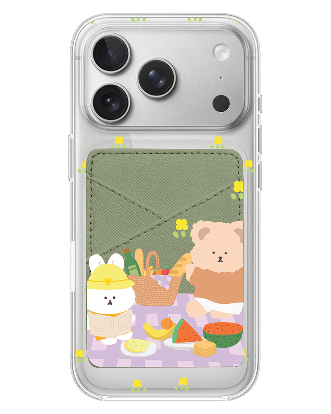 iPhone Phone Wallet Case - Picnic Bear Lilac