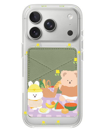 iPhone Phone Wallet Case - Picnic Bear Lilac