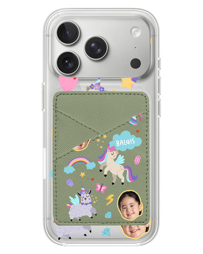 iPhone Phone Wallet Case - Face Grid Unicorn