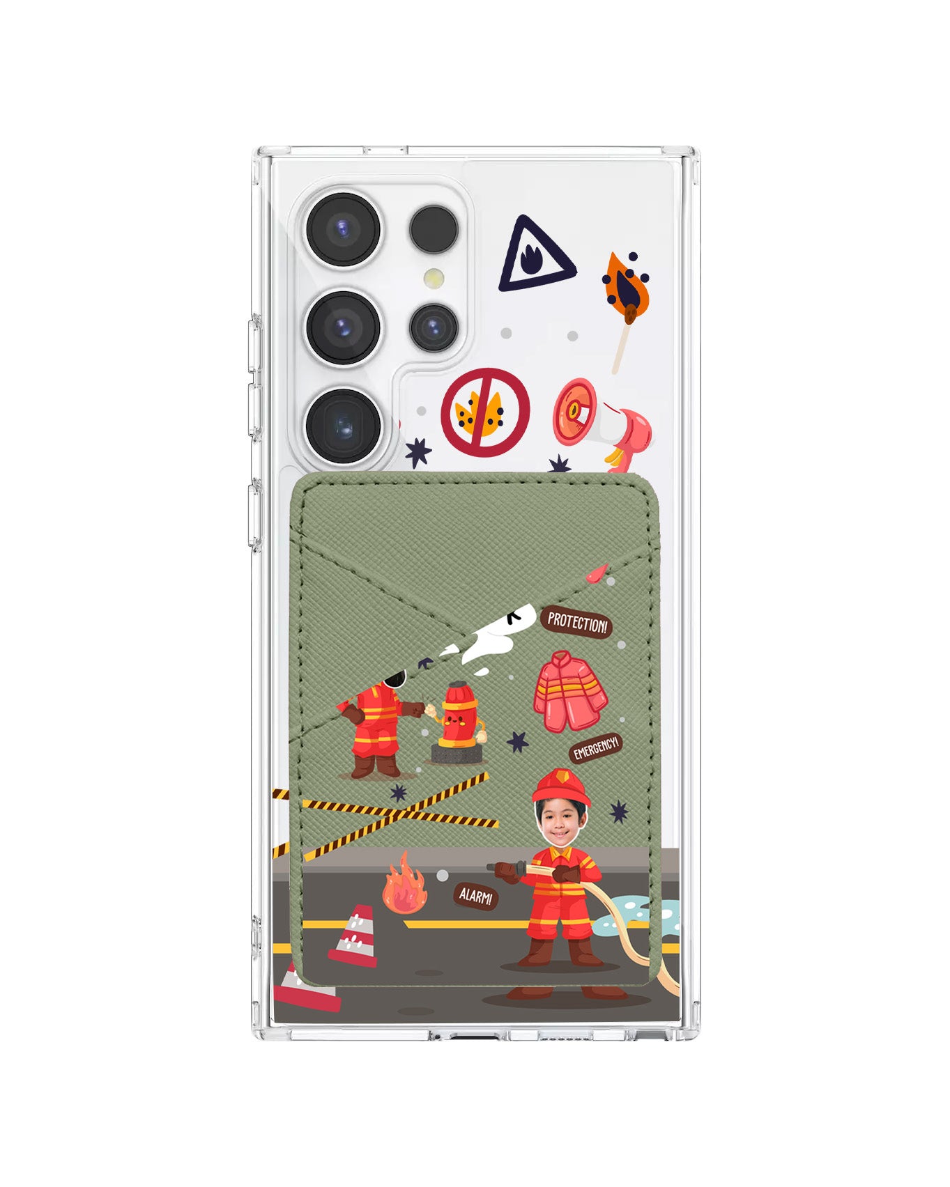 Android Phone Wallet Case - Face Grid Dream Firefighter