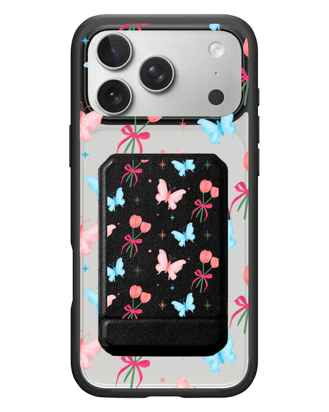 iPhone Magnetic Multifold Wallet - Coquette Butterfly