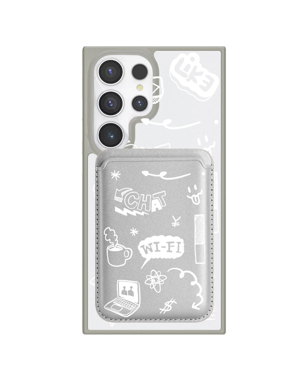 Android Magnetic Wallet Case - Social White