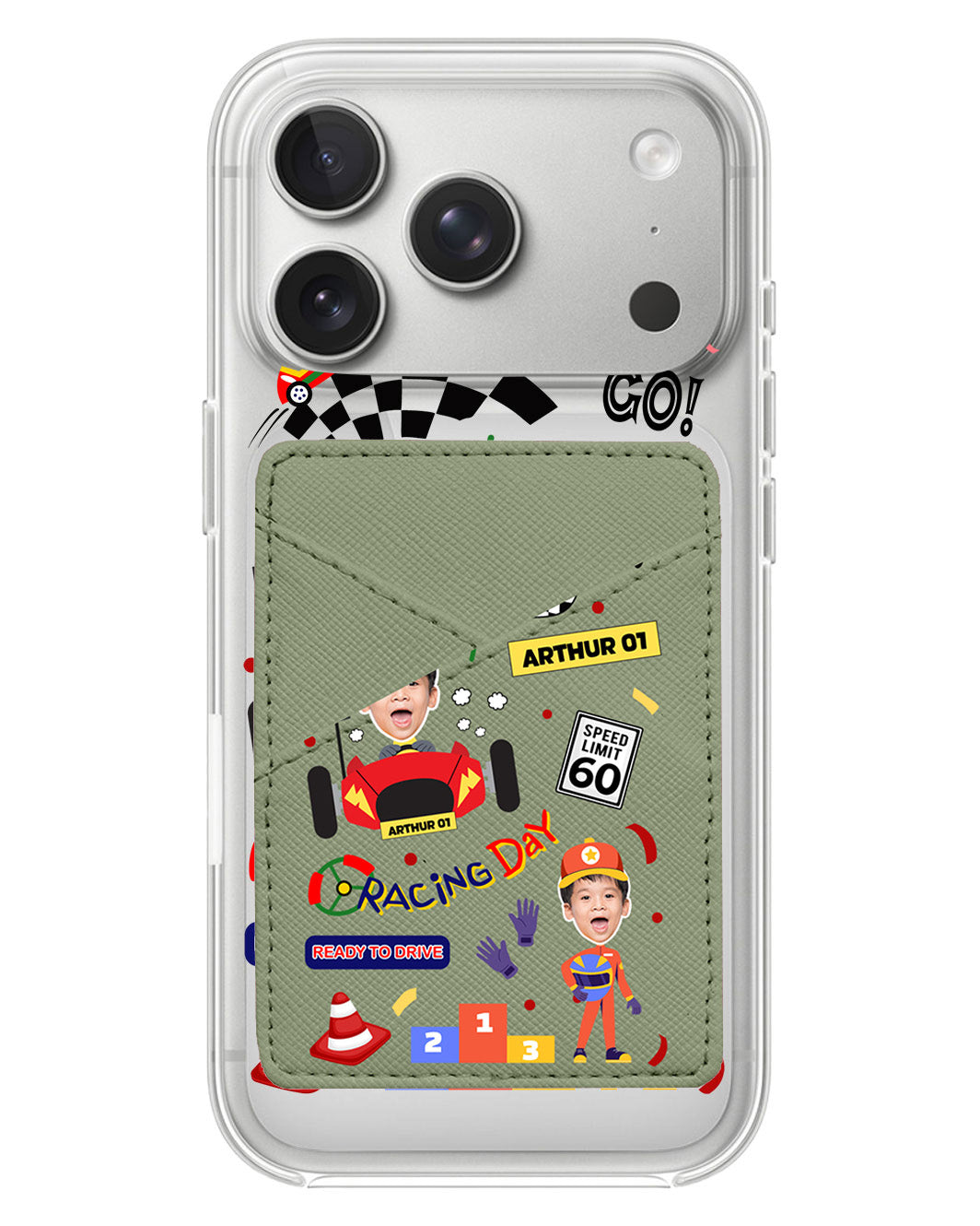 iPhone Phone Wallet Case - Face Grid Dream Racer
